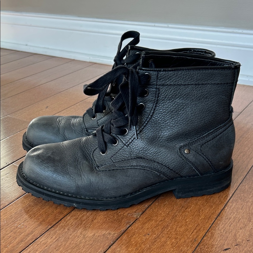 Alfani Viking Dark Gray Leather Men's Boots - 10